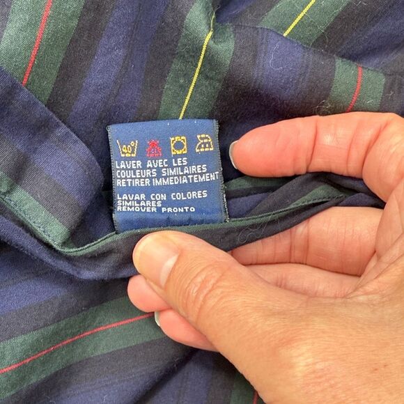 Men's Blue and Green Striped Shirt - Picture 5 of 6